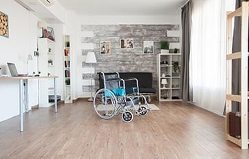 Empty Wheelchair in a Living Room